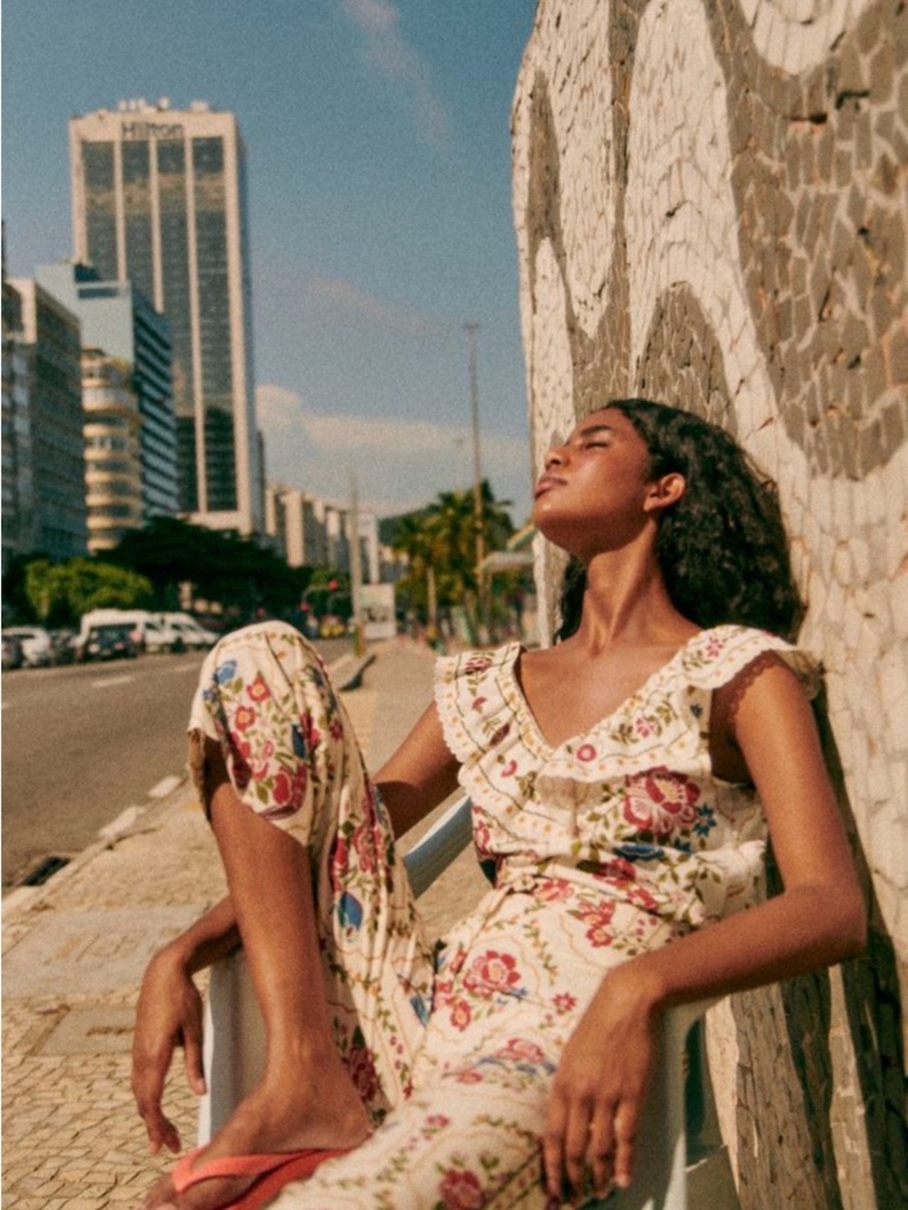 Sezane x Farm Rio gold blouse